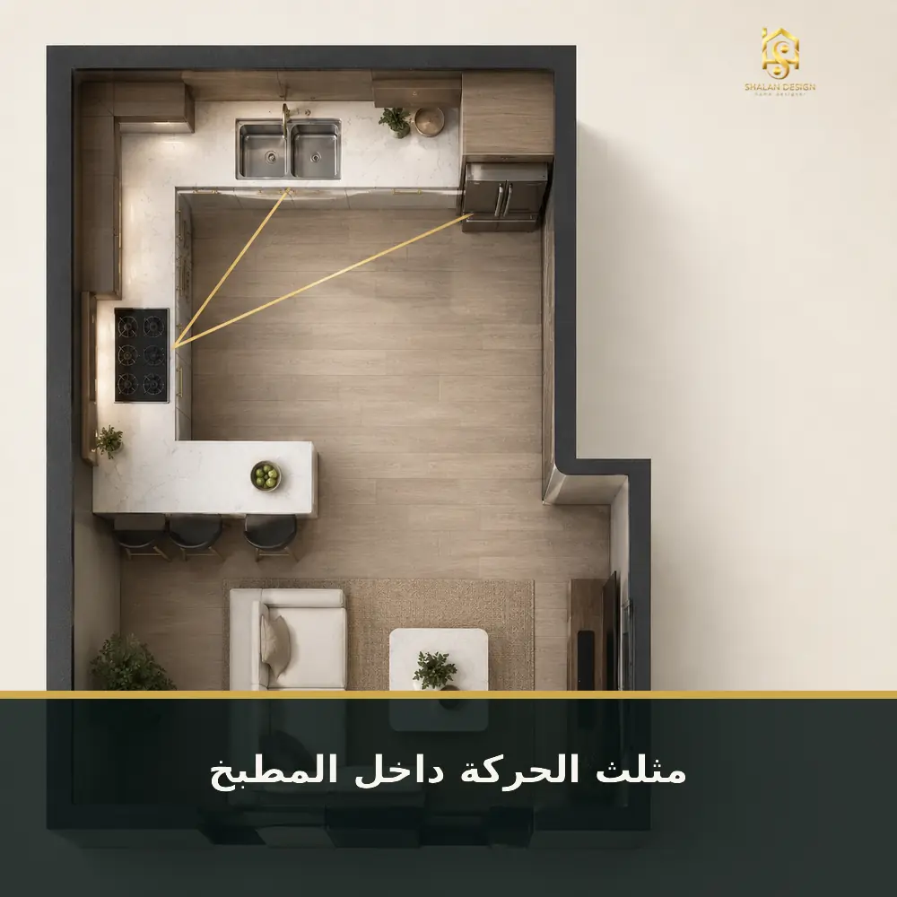 مثلث الحركة بين الحوض والبوتاجاز والثلاجة في المطبخ
